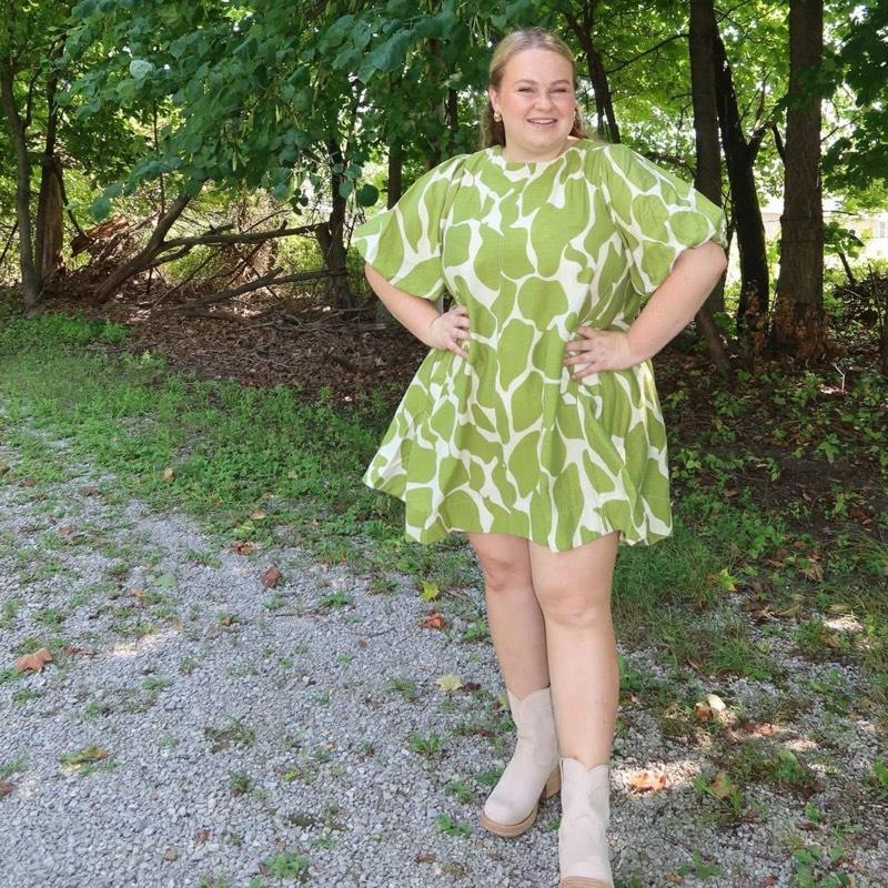 Earthy Green & Cream Casual Dress | Fall Dress | Cute Casual Dress | Girly Dress with Pockets!