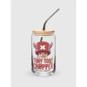 One Piece Chopper Glass with Lid and Straw