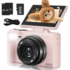 4K Digital Camera for Beginners & Teens, Compact Vlogging Camera with 180? Flip Screen, Autofocus, Easy-to-Use for Travel & YouTube, 18X Zoom, WiFi, 2 , 32GB Card