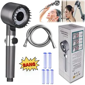 Filtered Handheld Shower Head Set – Easy Install, Stainless Steel Hose + Replaceable Filter Cartridges Massage Handheld Shower Pressure High brush massaging outdoorfun detachable design 3-speed setting