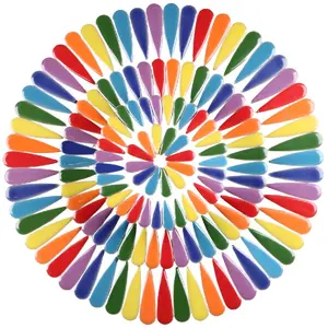 Ki Weeze | 200g Ceramic Mosaic Tiles shaped like a droplet. Each Color mix = assortment of SM MD & LG tiles | Mosaic art & decor. DIY projects. Mosaic art & mixed media | Ceramic petal/droplet shaped tile | Glossy durable unique floral & flowing patterns