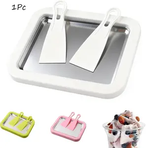 Home Ice Cream Maker with Freezing Tray and 2 Scrapers, Ice Cream Machine, DIY Fun Family Activity, Suitable for Yogurt, Shaved Ice, Homemade Frozen Desserts