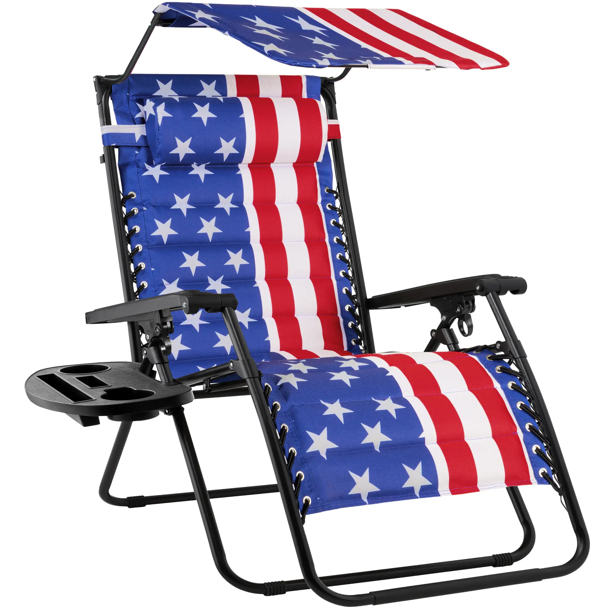 Best Choice Products Oversized Padded Zero Gravity Chair w/ Canopy Headrest Cup Holder Side Tray​
