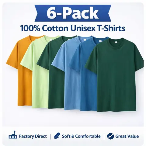 ECOTONE BLANKS Men's 100% Premium Cotton Crew Neck T-Shirts 6-Pack - Regular Fit, Lightweight, Breathable, All Seasons, 3XL Casual Tshirt, Soft Basics for Workwear, Pairs with Denim & Sneakers