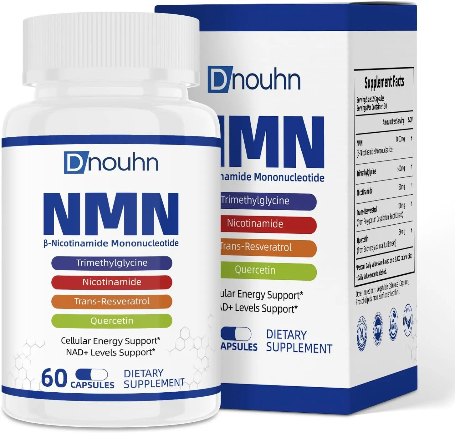 NMN 1000mg Supplement – Nicotinamide Mononucleotide Capsules with NAD+ Support for Daily Wellness, Energy Support & Healthy Aging Support, Gluten Free, 60 Count