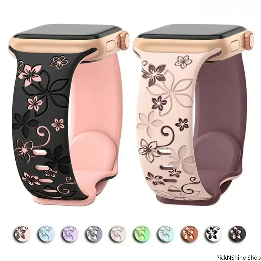 Engraved Silicone Smart Watch Strap, Stylish Accessory, Soft, Flexible, and Skin-Friendly for Daily Fashion and Casual Use, Smart Watch Straps