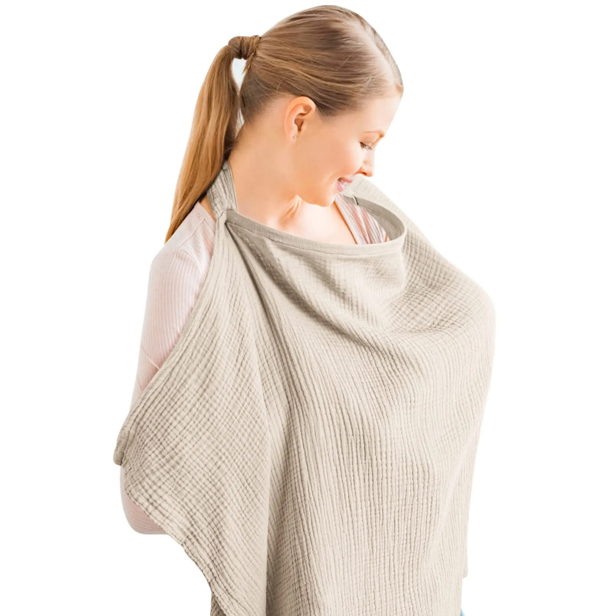Breathable Muslin Nursing Cover for Baby Breastfeeding, Rigid Hoop Design, Unisex Mother Nursing Apron, Multi-Use Carseat Canopy, Nursing Accessories, Mummy