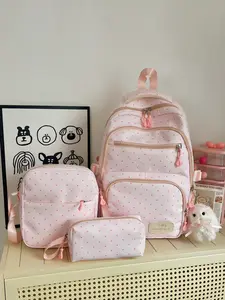 3pcs  Ladies' backpack, large capacity backpack, zipper closure, free pendant, fashionable and versatile, suitable for students, campus, commuting, shopping, ladies' backpack, Trendy Backpack