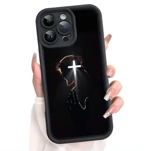Christian Cross Jesus Prayer Hand for iPhone 16 17 15 14 Pro Max 13 12 11 Air Plus Samsung S2654321 Shockproof Drop Protection Rugged Durable Silicone Cover HH7027