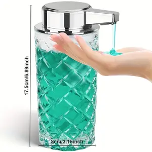 Automatic Liquid Soap Dispenser Touchless Auto Glass Clear Diamond Design Hand Lotion Soap Dispenser With Pump Electric Hands Free Modern Dish Soap Dispenser Rechargeable For Kitchen Bathroom