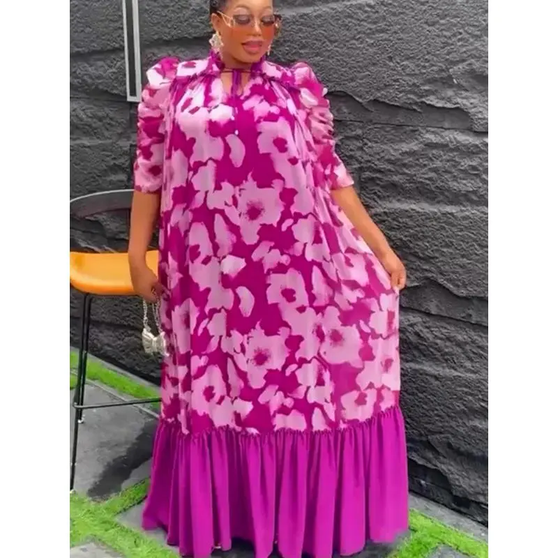 Women's Muslim Plus-Size Modest Maxi Gown - 2026 New Summer African Party Dashiki Ankara Print, Turkey-Inspired Islamic Dress, modestfashion, muslim outfits