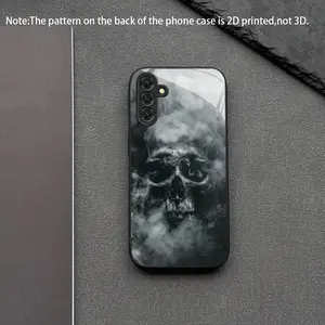 Minimalist Skull Design Tempered Glass Phone Case, Suitable for Samsung Galaxy S26 S25 S24 S23 S22Pro S21 S20 Fe Plus Ultra Pro A56 A55 A54 A53 A52 A51 A36 A35 A34 A32 A26 A25 A24 A23 A16 A15 A14 A06 A05 A03s- High-end Fashion