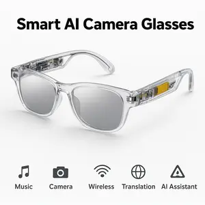AI Smart Glasses with 8MP 4K Camera 1200P HD Video Recording AI Real-Time Translation Bluetooth Audio Hands-Free Video Recorder for Travel Sports Outdoor Use