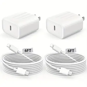 For iPhone 14 Fast Charging, 2pcs Type-C Block Plug Adapter 6ft USB-C to Lightning Cable for iPhone 14/13/13 Pro/12 Pro/12 Pro Max/11/Xs Max/XR/X/ SE, iPad, AirPods