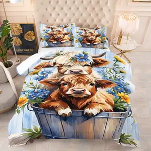 Christmas animal pattern quilt, including 1 quilt and 1 or 2 core-free pillowcases, suitable for home or dormitory decoration, very suitable Christmas gift