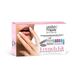 Gelish Xpress Dip N Brush French Kit - Powder Colors, Built-In Activator, 21+ Days Chip Proof Wear, Nail Dip Powder, Nail Kit, Dipping