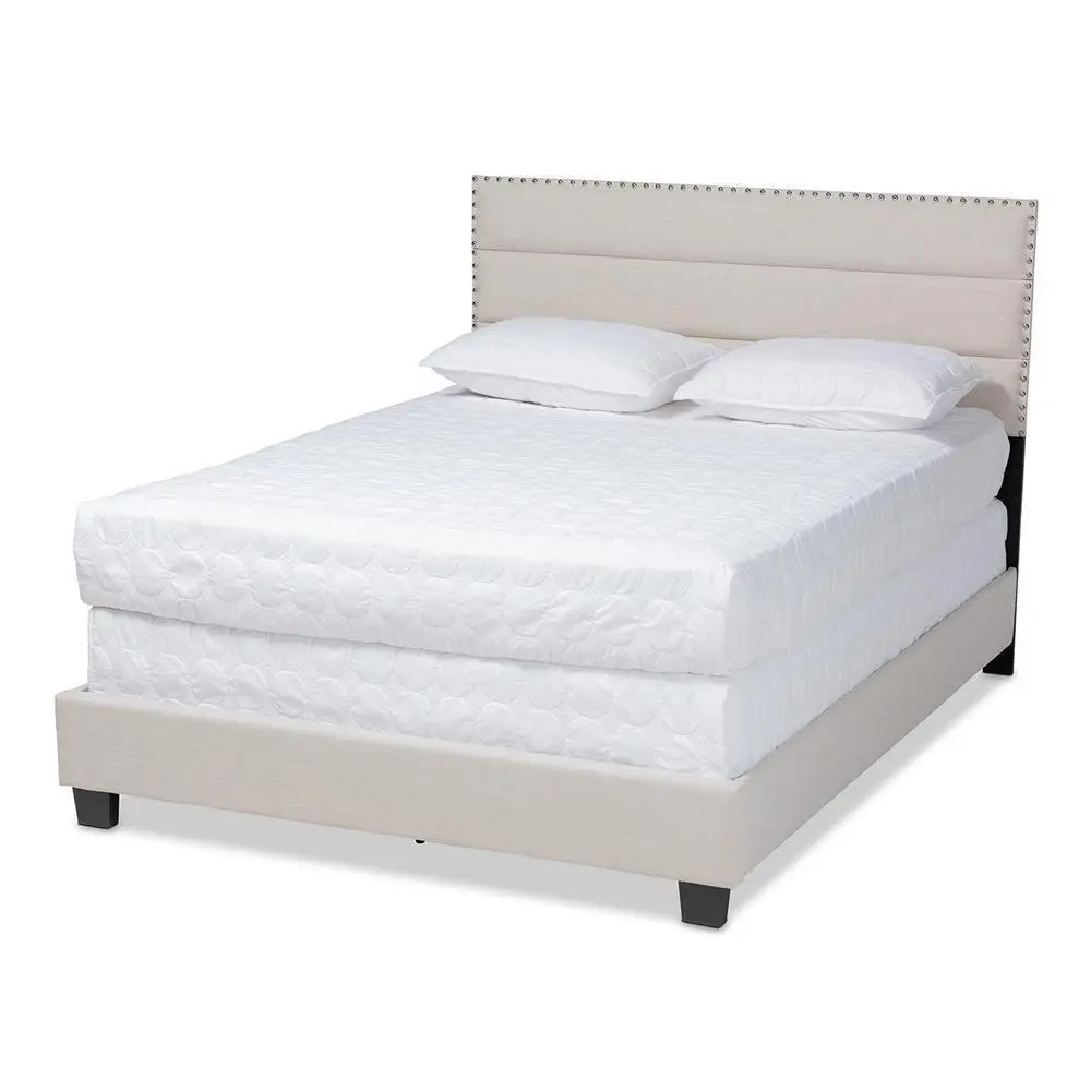 Ansa Modern and Contemporary Beige Fabric Upholstered Queen Size Bed