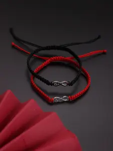 Couple's Minimalist Temperament Infinity Symbol Decor Heart Design Braided Bracelet, Trendy All-match & Exquisite Jewelry for Birthday Gift