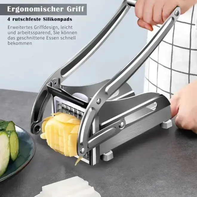 French Fry Cutter,Potato Cutter Slicer Stainless Steel, includes1/2 & 3/8-Inch Blade and No-SlipSuction Base, Great for Air Fryer FoodPotatoes Carrots#tiktokshopbacktoschool