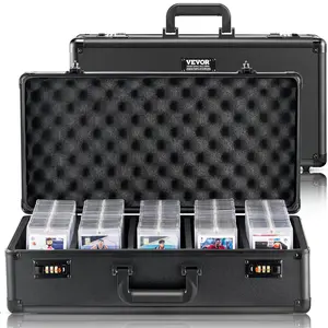 fathersdaygift VEVOR Graded Card Storage Box, 5 Slots, Graded Sports Cards Holder Carrying Case with Coded Lock Foam Dividers, for 162 PSA Graded Cards 115 BGS Cards 130 SGC Cards 585 Top Loaders or 999+ Loose Cards