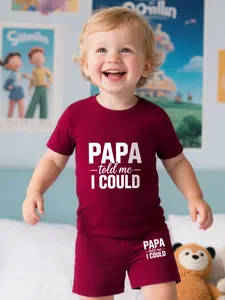 Baby Boy Round Neck T-Shirt Cartoon Letter Print Fashion Casual Short Sleeve Shorts Set, Baby Boy Clothes, Baby Clothing, Fitted Style, No Ca Prop 65 Warning
