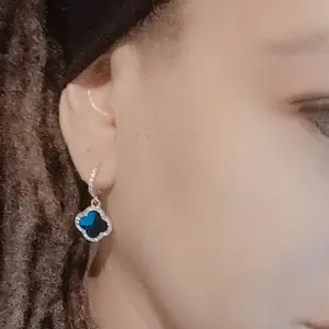 Elegant 4 Leaf Clover Earrings for Women 18 Karat Plated Earrings Dainty Emerald Green