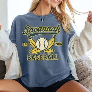 Comfort Color Retro Savannah Baseball T-shirt, Vintage Soft Tee, Unisex Comfort Colors Shirt,  Banana fan gift,  Summer Sports Top