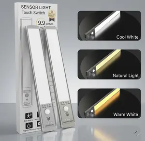 HOGNC LED Motion Sensor Light Bar, Magnetic Under Cabinet Lighting, 3 Color Dimmable USB Rechargeable Closet Light fn Stairs Wardrobe. light.Touch Control. under cabinet light.luces led en el cuarto.LED Digital Power DisplaySlide Switch.Slide Switch