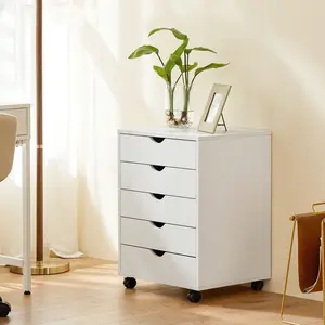 5/7-Drawer Rolling Storage Cabinet w/ Locking Wheels - Black/White, Mobile Dresser & File Organizer for Home Office, Easy Assembly