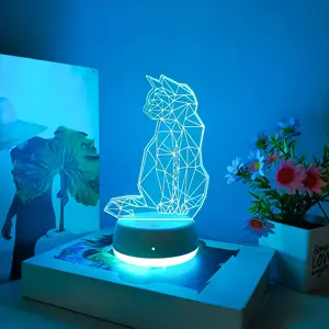 Geometric Cat Shaped Night Light, USB Powered Touch Switch Color Gradient Lamp, Decorative Lighting for Multiple Scenes, Great Gift Idea