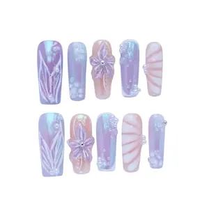 3D Reusable Handmade Press-On Nails – Acrylic Almond Shape, Natural Finish |   Durable & Stylish for a Salon-Perfect Look