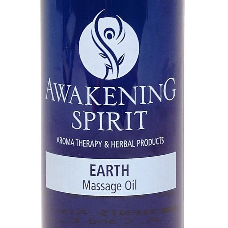 Earth Grounding Massage & Body Oil with Mood-Boosting Essential Oils & Vitamins, a Nourishing Liquid Cosmetic for Non-Toxic Body Care