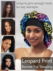 Colorful Leopard Print Sleep Cap for Women, Soft Comfortable Material, Daily Sleep Wear, Beauty Hair Care, Holiday Gift Idea