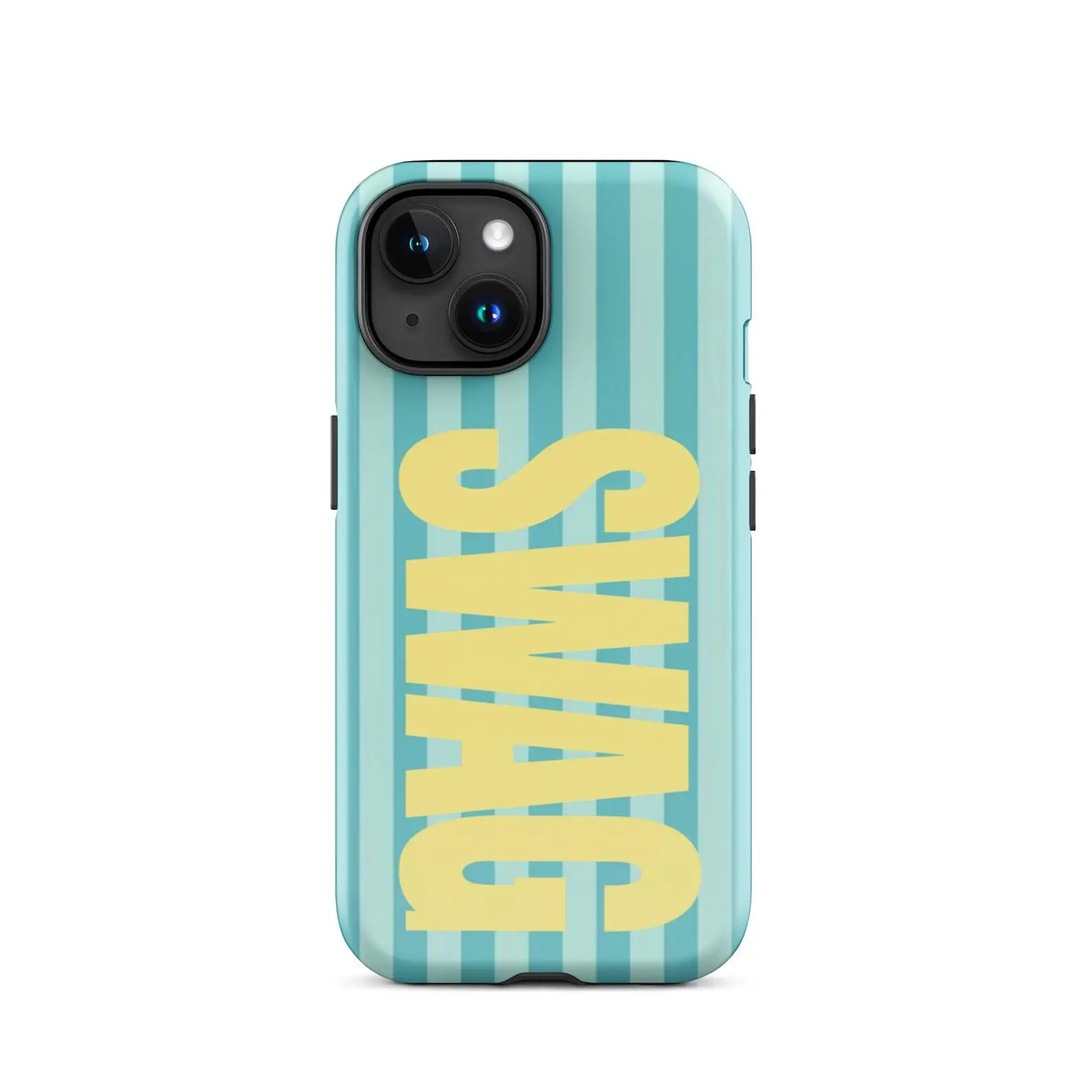 Teal Stripe SWAG iPhone Tough Case | Retro Pastel Statement Pattern | Elara