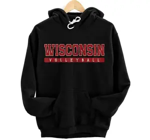 Wisconsin Volleyball Red Vintage Text  Hoodie, Sweatshirt, T-Shirt
