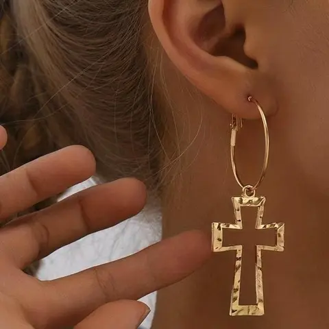 Women's Vintage Cross Dangle Earrings Set - Trendy Jewelry, Shiny Embellished Earrings, Feminine Aesthetic, Chic Statement Piece, Fashionable Jewelry Accessories, Elegant Anniversary & Birthday Gift for Women