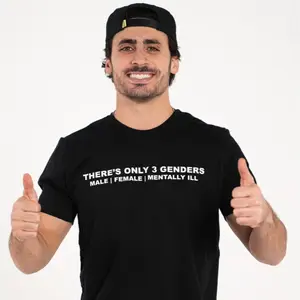 3 Genders Tee - There's Only 3 Genders Male Female Mentally Ill Black T-Shirt