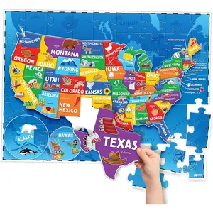 United States Puzzles for Kids Ages 4-6 - Educational Toys for Boys & Girls - 70Pc USA Map Kids Puzzle with 50 States & Capitals - Easter Toys for Ages 4-8 - Easter Gifts - Floor Jigsaw Puzzles