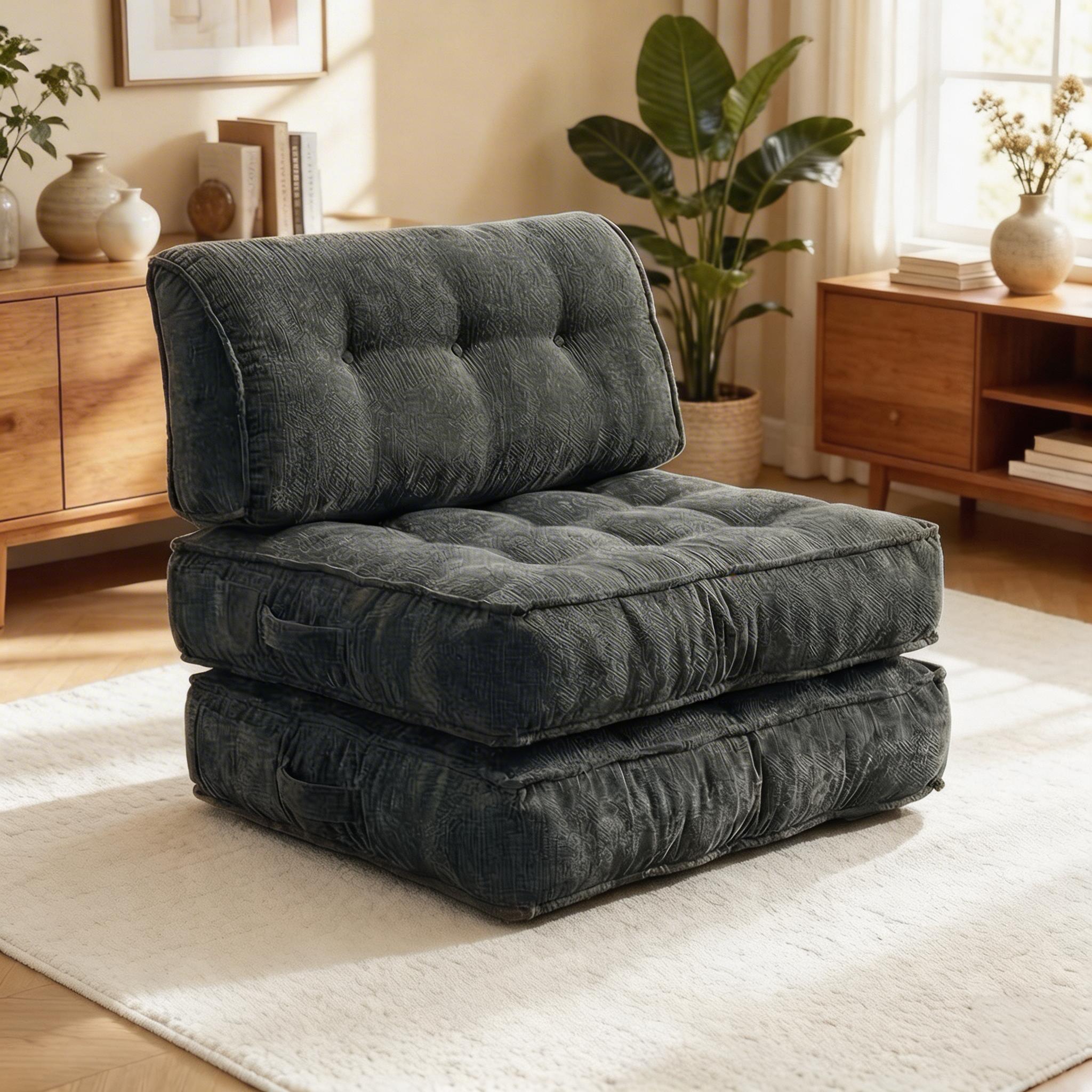 Chenille Small Space Convertible Sofa Bed, 2-in-1 Folding Floor Sleeper, No Assembly Space Saving Couch for Living Room Bedroom Apartment Dorm Guest Room Boneless Chaise Plush Modern furniture sectional Modular