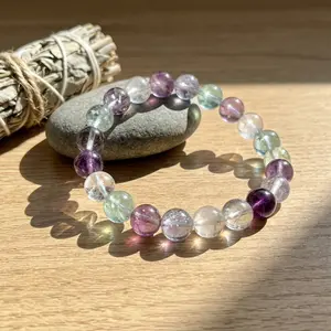 Crystal Beads Single Bracelet - Vibrant Nature-Inspired Hues, Unisex Fit, Daily Wear Casual Costume Jewelry Accessory for Collectors