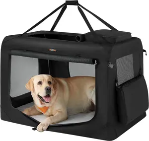 SONGMICS HOME Feandrea Collapsible Soft Dog Crate, Portable Travel Dog Crate for Indoor and Outdoor Use, Dog Carrier Kennel with Safety Zippers, for Living Room, Car, Travelling, Camping