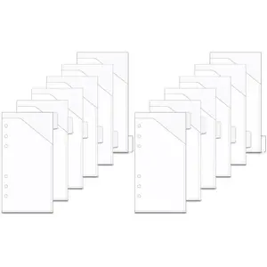 2 Sets 6 Tabs Cash Envelope for Personal A6 Budget Sheet Pockets Folder, Loose Leaf 6 Holes Translucent PP Cash Wallet System with Index Divider Tabs for Journal Budgeting Binders Organizer
