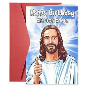 1pc Funny Birthday Card for Men, Women, Husband, Wife, Siblings, Best Friend, Dad, Mom, and Anyone | Jesus Birthday Card | Birthday Gifts and Decorations, 30th 40th 45th 50th 55th 60th 65th 70th 75th 80th 85th | Birthday Gift Greeting Card