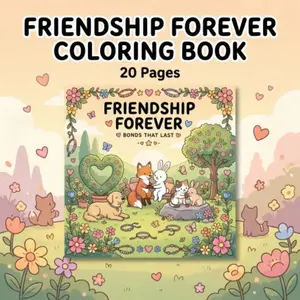 Friendship Forever Themed Coloring Book - 1pc, 20 Pages of Cute & Cozy Designs, Beginner-Friendly with Stunning Patterns, High-Quality Super-Sensitive Paper for Mindfulness & Therapeutic Fun - Perfect Gift for Men, Women, Holidays & Valentine's Day