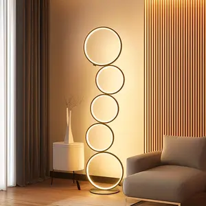 RGBW Modern 43-Inch 5-Ring Floor Lamp with Remote
