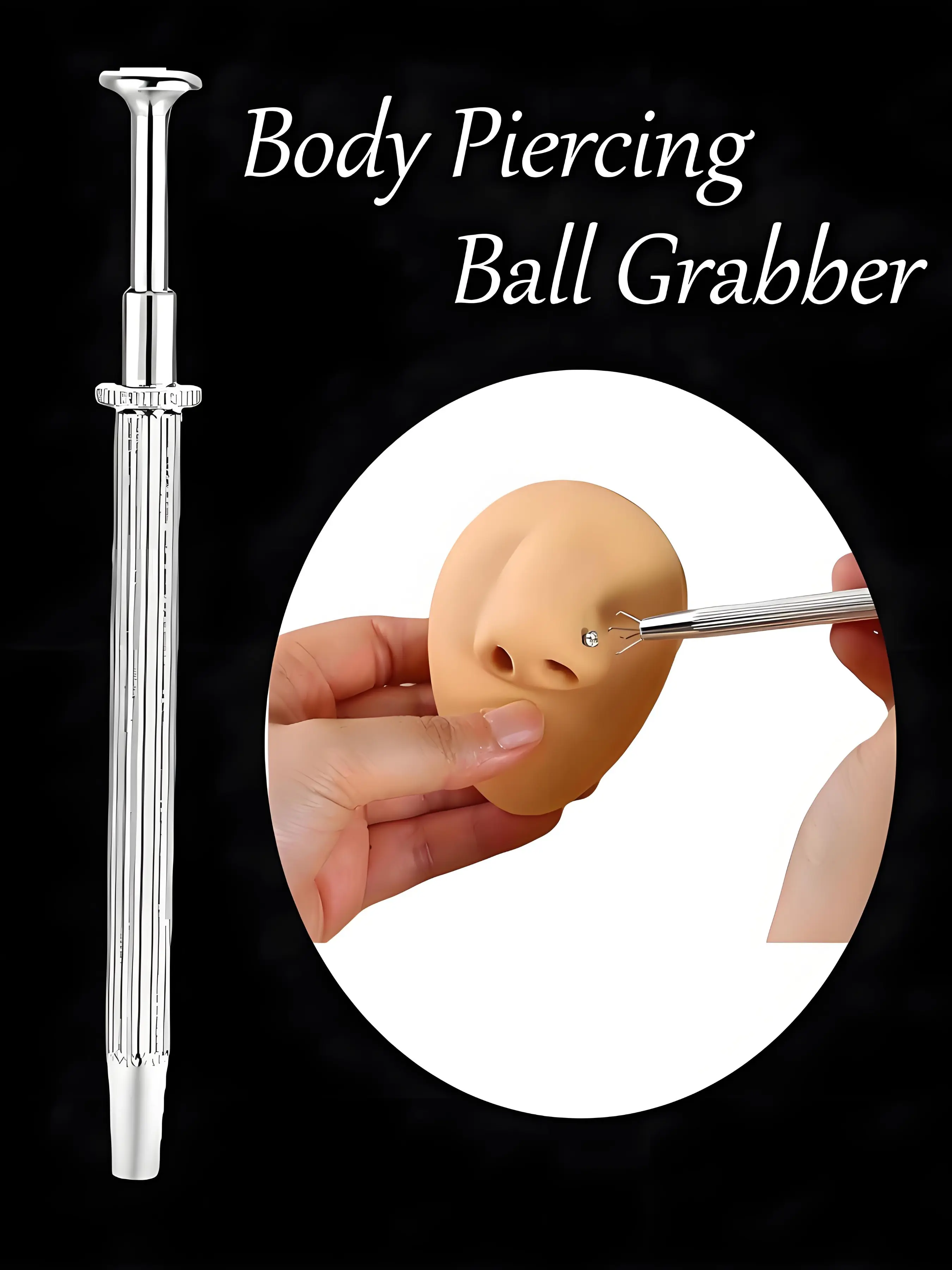 Piercing Ball Grabber Tool, Stainless Steel Durable Material Piercing Assistant Tool, Piercing Holder Tool 4-Claw Pick Up Tool, Piercing Removal Tweezers for Body Jewelry Piercing Ball Tiny Objects Efficient Tooling