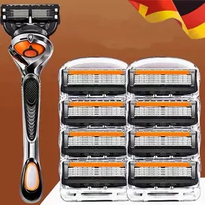 Men's Manual Shaving Razor Set, Stainless Steel 5 Layer Sharp Blades, Rust-Resistant, Easy Replacement, Washable Material, Comfortable Shave Experience