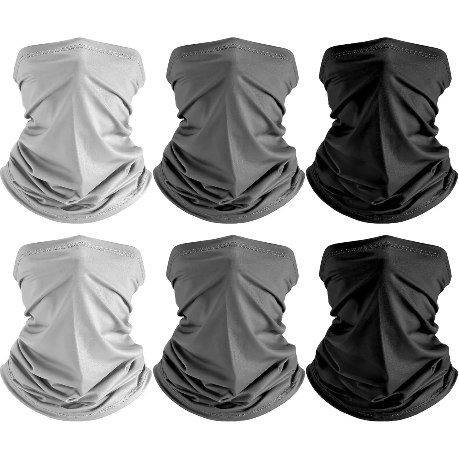 6-Pack Camo Neck Gaiters with Ear Loops - Breathable Polyester Face Covers, Windproof, UV Protection, Stretchable, All-Season Outdoor Wear for Men & Women, Breathable Neck Gaiter, Windproof Neck Gaiter