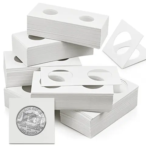 High-Quality Cardboard Coin Holder Organizer Assorted Pack (300 Pcs) - 6 Coin Sizes Fit, 2" x 2" Cardboard Shell Shields Gently, Foldable Home Storage Boxes, Budget-Friendly Practical Storage Solution for Valuables