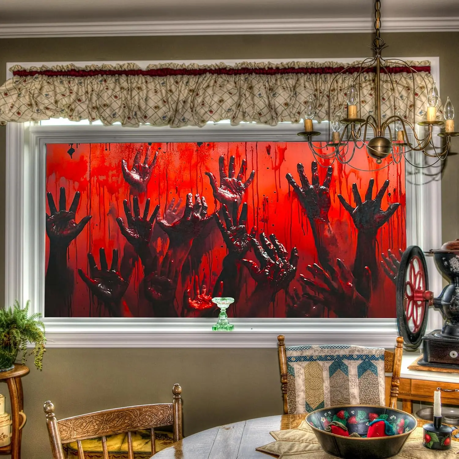 Halloween Horror Hands Privacy Window Film 39.3x17.7 Inch | Decorative Decal Static Sheet Glass Privacy Cling Holiday Door Sticker Home Haunted..
